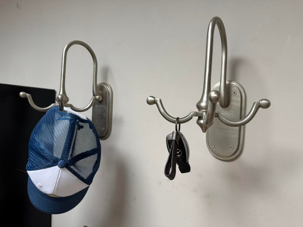 2x Riviera Maison Kapstok Haken - Geborsteld Metaal, Huis en Inrichting, Ophalen, Gebruikt, Wandhaken, Minder dan 100 cm
