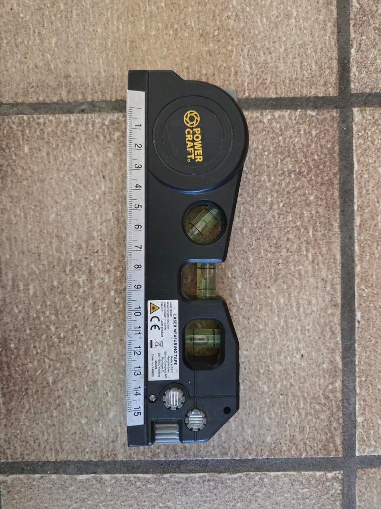 Laser waterpas met meetlint - Power Craft, Doe-het-zelf en Verbouw, Ophalen of Verzenden, Gebruikt