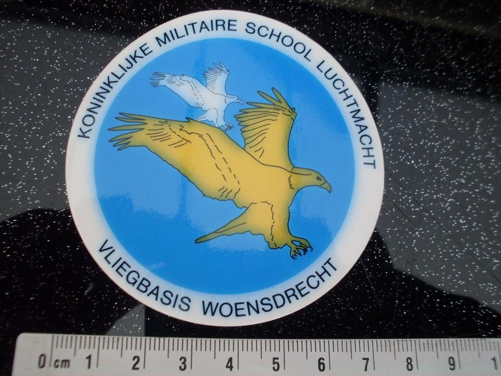 sticker kon mil school luchtmacht vliegbasis woensdrecht, Verzenden, Zo goed als nieuw, Bedrijf of Vereniging