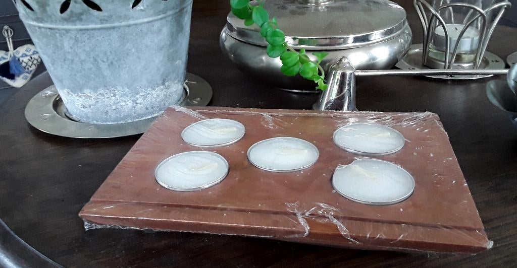 Houten kandelaar - plateau waxinelichthouder - kaarsenplank, Huis en Inrichting, Nieuw, Ophalen of Verzenden, Hout, Kandelaar