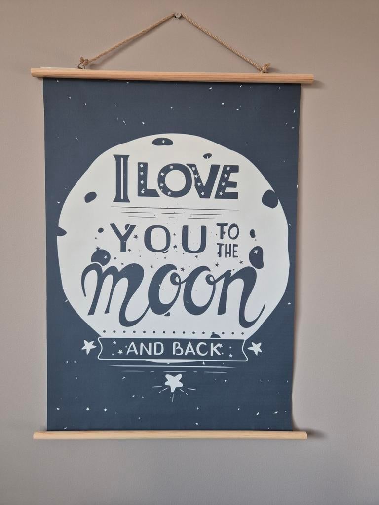 Wanddecoratie poster i love you to the moon and back, Ophalen of Verzenden, Wanddecoratie