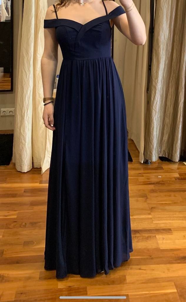 Donkerblauwe Galajurk, Kleding | Dames, Jurken, Ophalen, Blauw, Zo goed als nieuw, Maat 36 (S)