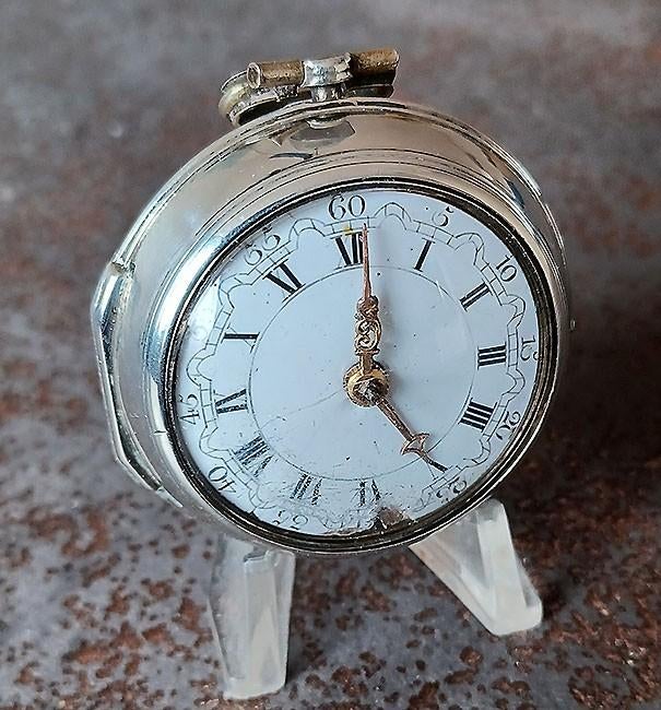 Zilveren zakhorloge, snek/spillengang Londen 1786, Sieraden, Tassen en Uiterlijk, Horloges | Antiek, Overige merken, Zakhorloge