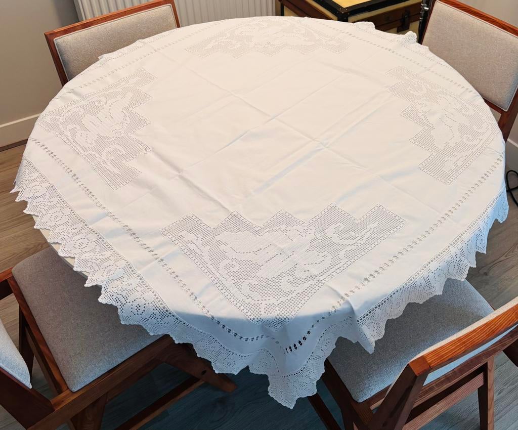 Handgemaakt vintage tafelkleed engelen / putti / cherub, Ophalen of Verzenden