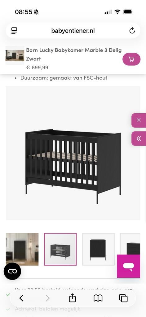 Zwart ledikant, ZONDER lattenbodem, Kinderen en Baby's, Babywiegjes en Ledikanten, Ophalen, Zo goed als nieuw, Ledikant