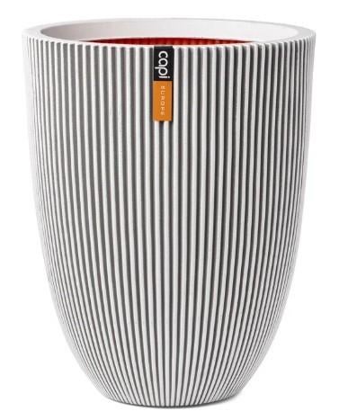 Capi bloepot Vaas elegant laag Groove NL 46x58 ivoor KORTING, Tuin en Terras, Bloempotten, Kunststof, Capi, Rond, Nieuw