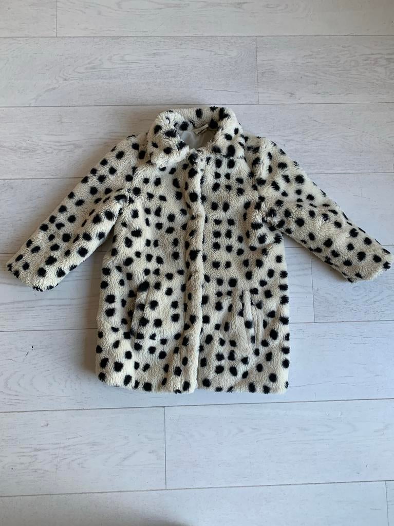 Hema Faux Fur Jas - Dalmatiër Print - Maat 98/104, Ophalen of Verzenden, Zo goed als nieuw, Jongen of Meisje, Jas