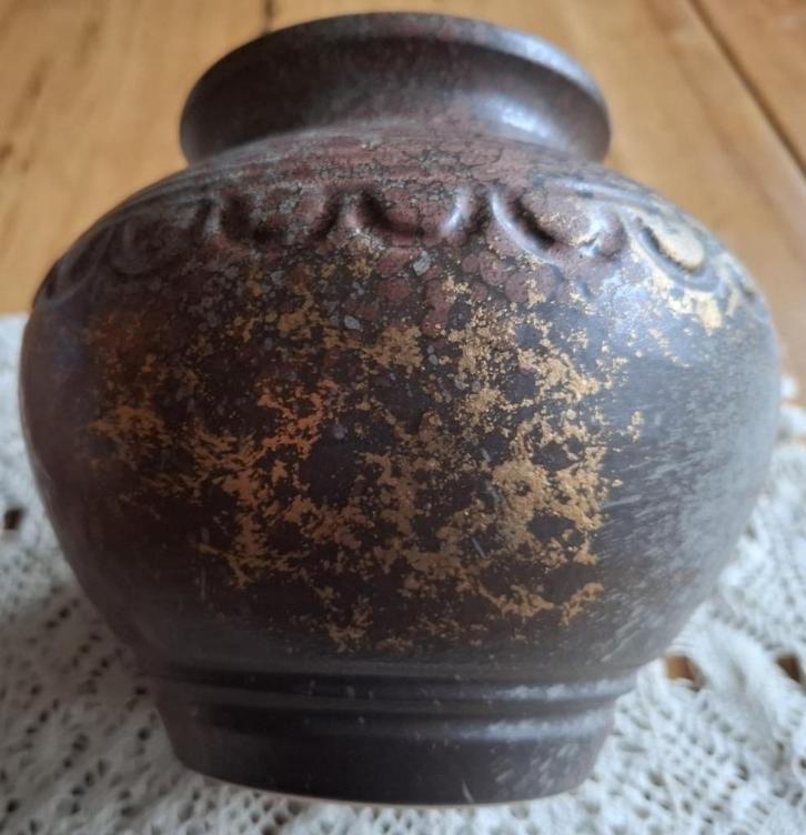 Vintage Bay Keramik, bruin keramieke vaas, 770 - 14, Gebruikt, -, -, Rond