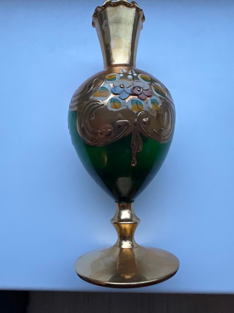 Venetiaanse Milano Vaas Smaragdgroen & 24K Goud, Ophalen of Verzenden