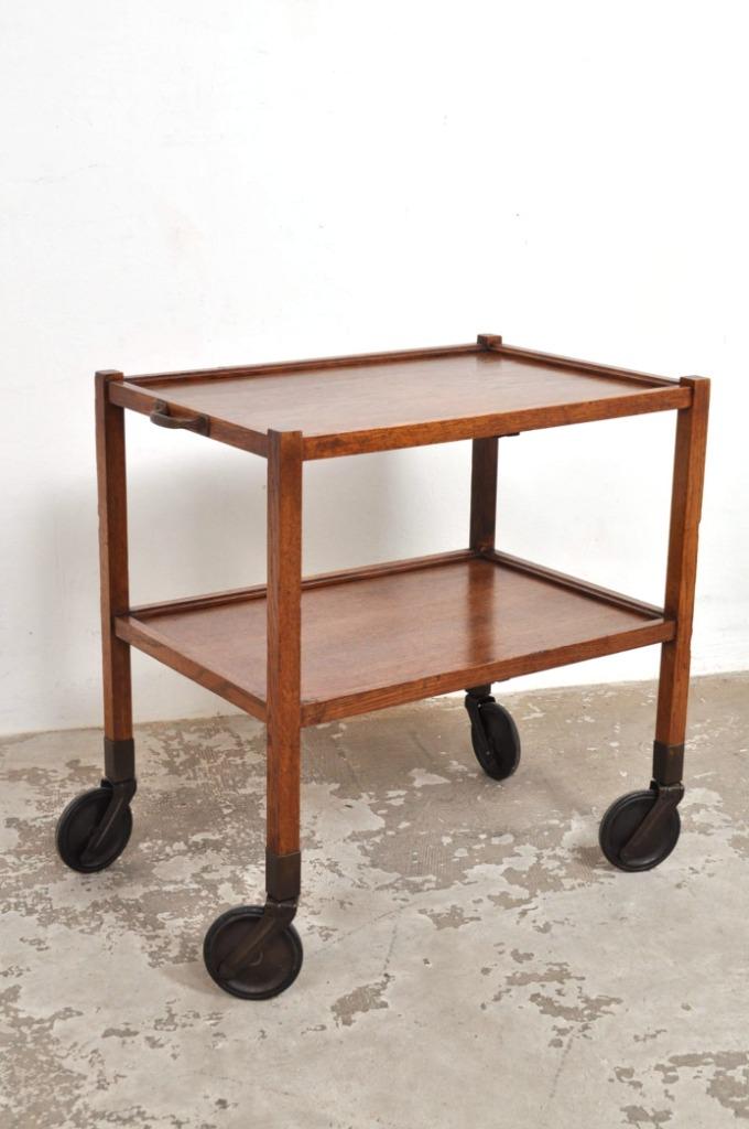 Vintage eiken trolley serveerwagen zwenkwielendrank 50's, Ophalen of Verzenden, Gebruikt