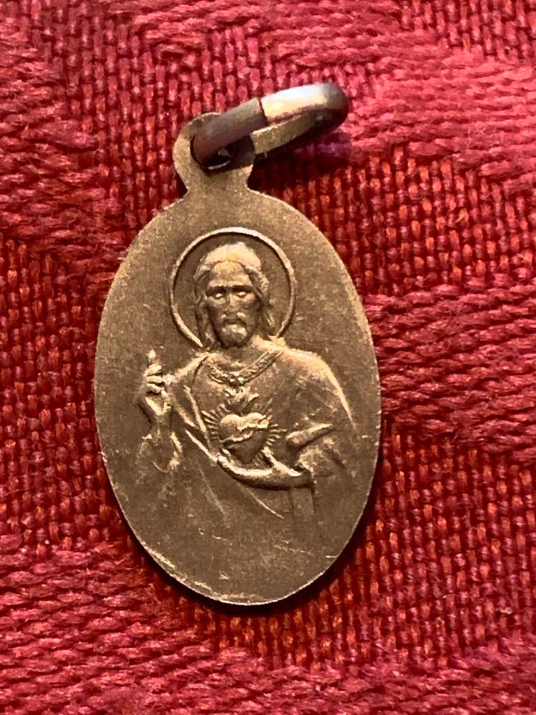 Vintage religieuze hanger met afbeeldingen, Antiek en Kunst, Ophalen of Verzenden