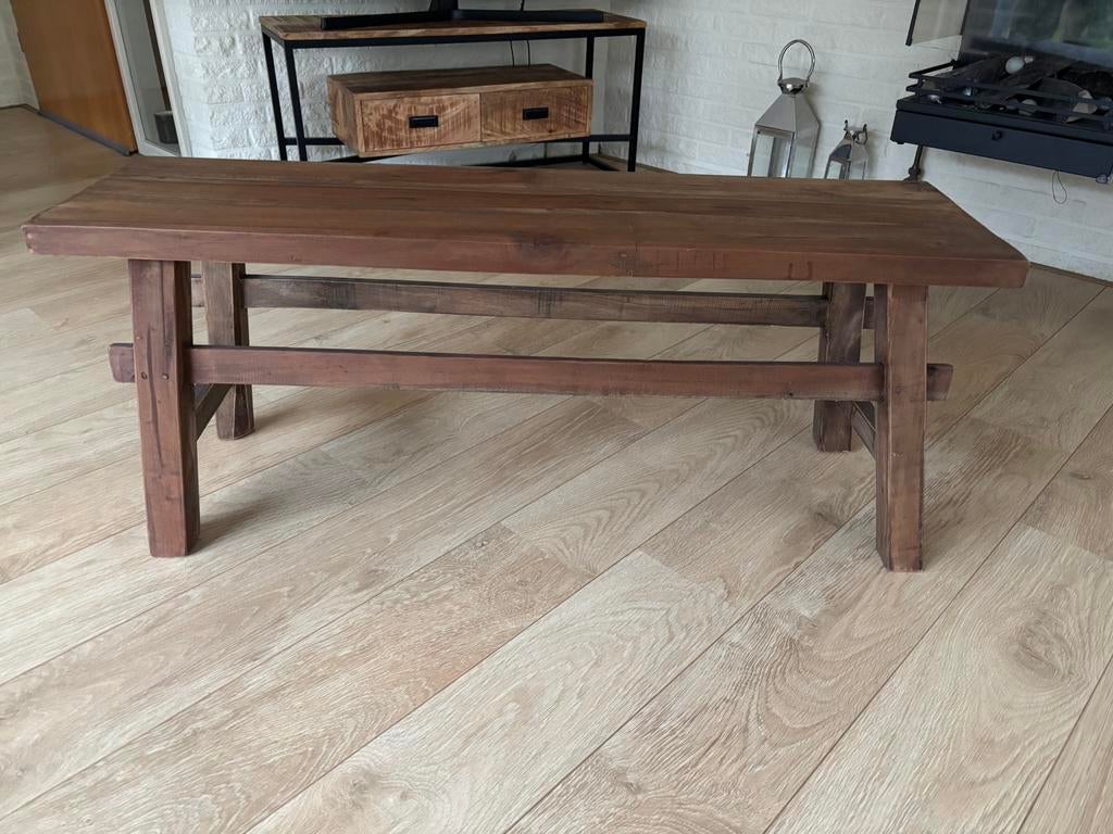 Mooi donker houten bankje, Huis en Inrichting, Tafels | Salontafels, Zo goed als nieuw, Minder dan 50 cm, 50 tot 100 cm, Rechthoekig