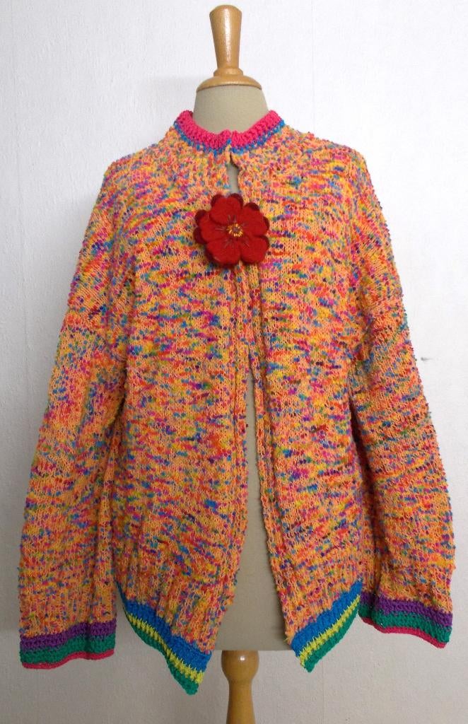 Vrolijk handmade hippy kleurtje vest! XL, Ophalen of Verzenden, Zo goed als nieuw, Maat 46/48 (XL) of groter, Oranje