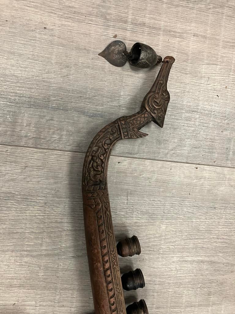 Grote drakenboot kandelaar van massief messing, Ophalen of Verzenden, Gebruikt, Metaal, 75 cm of meer