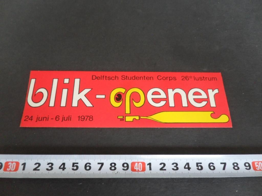 sticker Delftsch Studenten Corps 26e lustrum Blik-Opener '78, Ophalen, Zo goed als nieuw