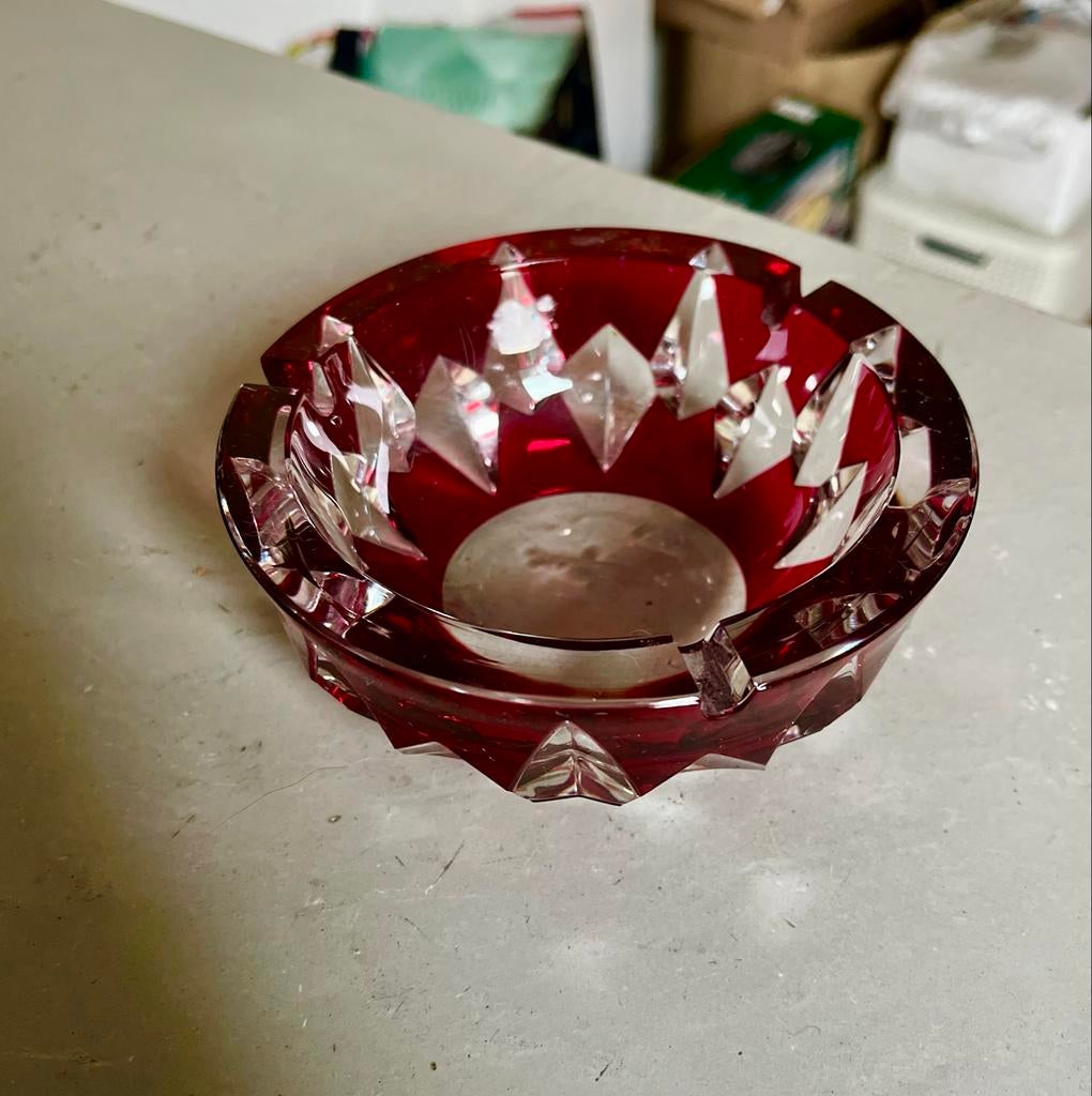 Antieke Kristallen Asbak - Val St. Lambert - Ascher, Ophalen of Verzenden