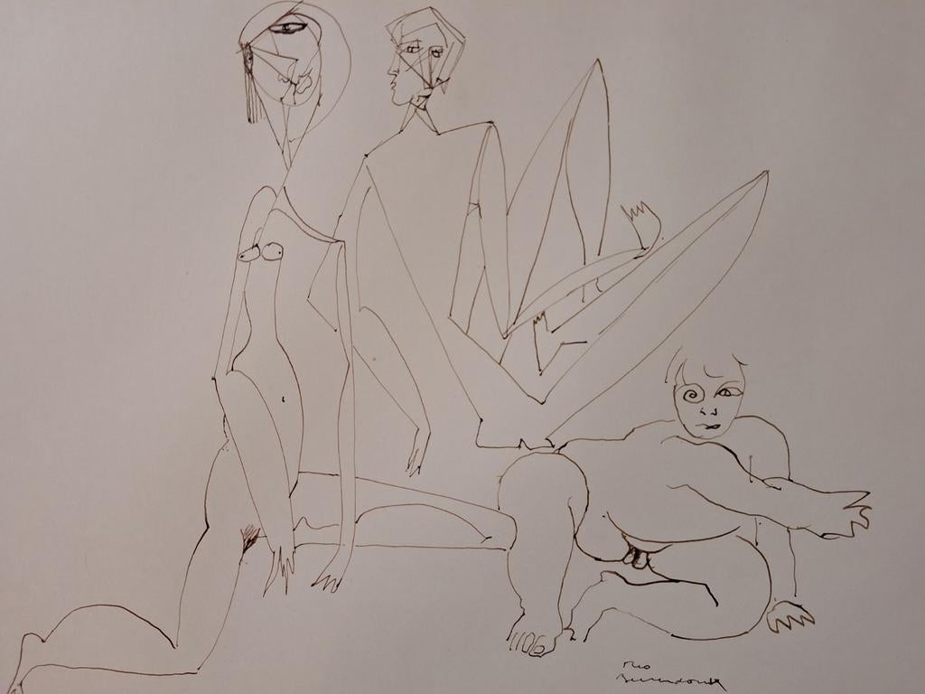 Cubistische Naakten Tekening beerendonk, Ophalen of Verzenden