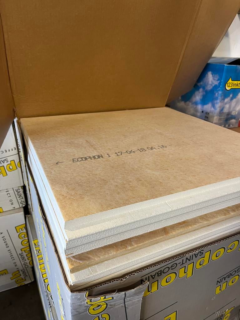 Plafondplaten 600x600 40mm - Wit Forst, 4 tot 8 cm, Nieuw, Minder dan 5 m², Glaswol