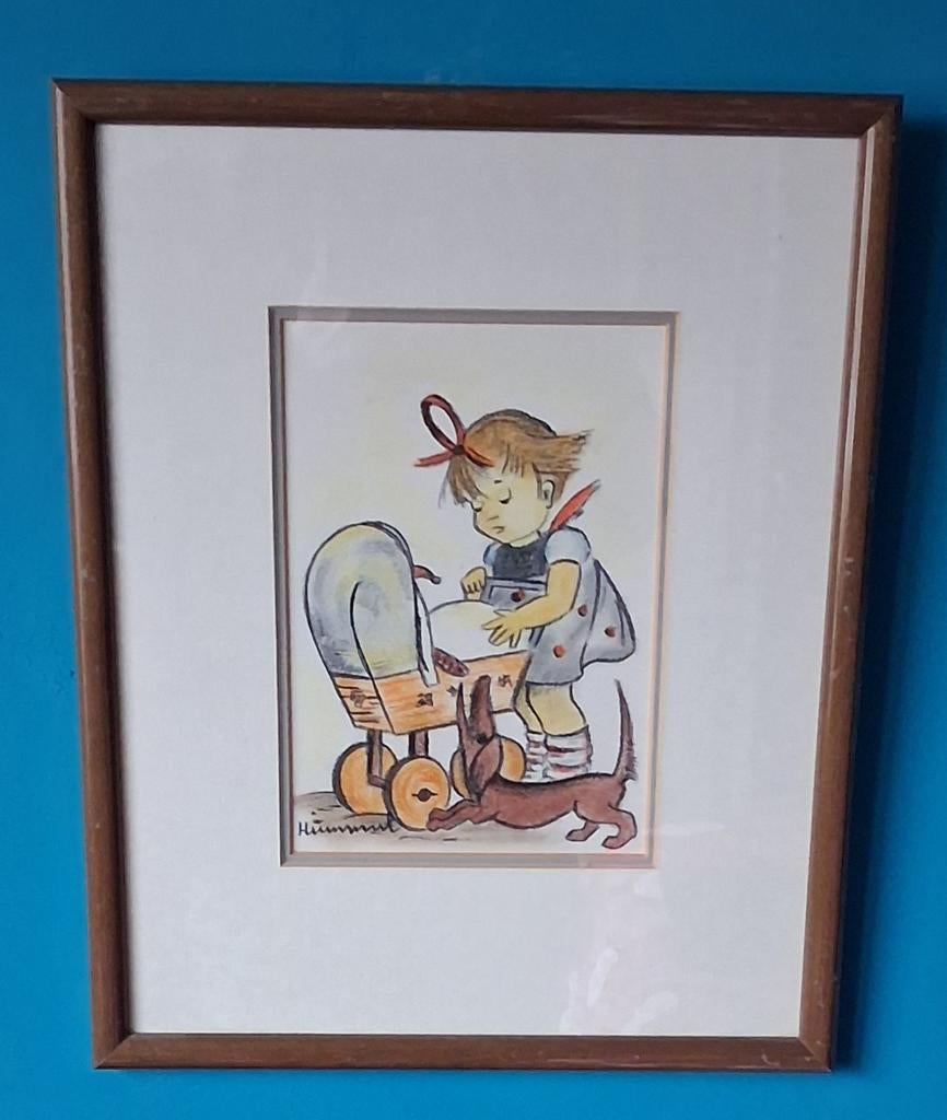 HUMMEL. Originele tekening. Sign. 30/37 cm., Ophalen