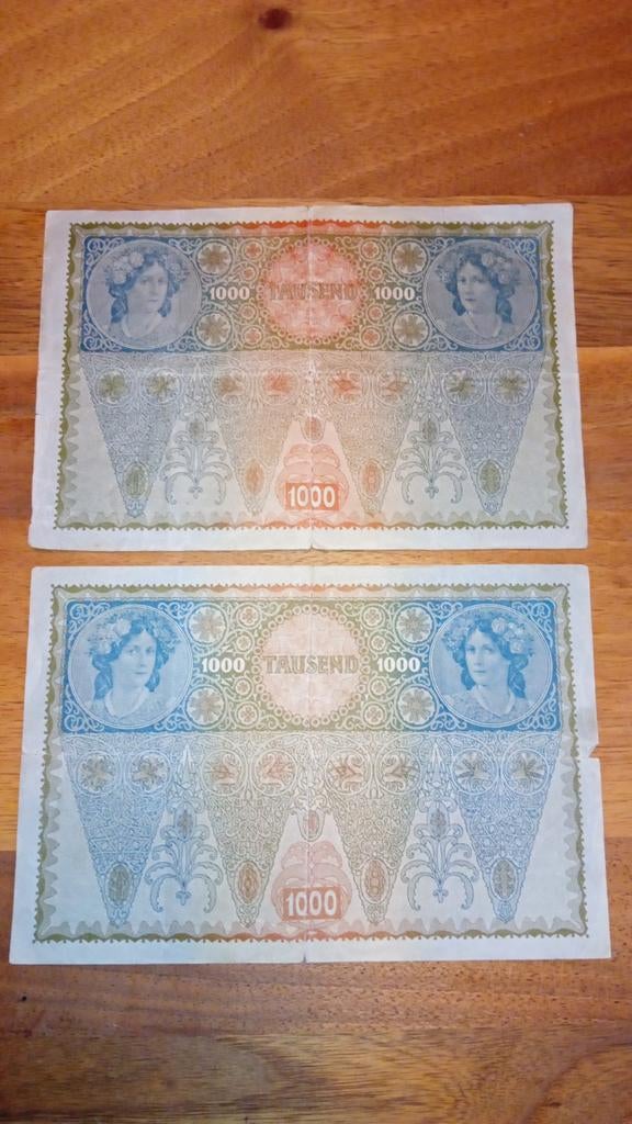 Oostenrijkse Kronen 1000 Kronen, Ophalen of Verzenden, Gestempeld
