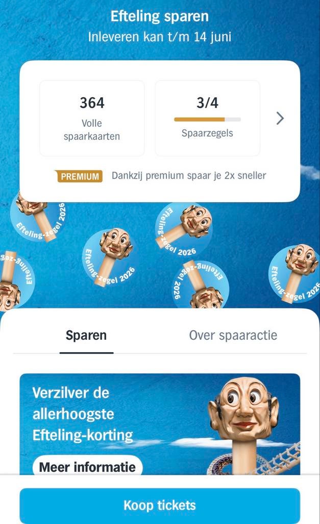 AH Efteling spaarkaarten, Albert Heijn, Ophalen of Verzenden