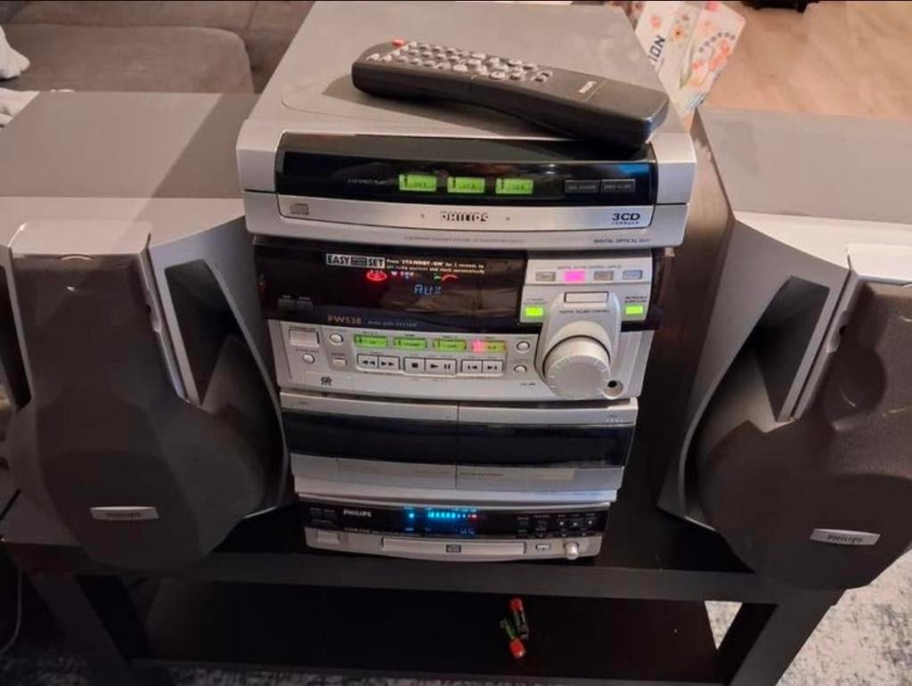 Philips FW538 Hifi Set met Speakers en Afstandsbediening, Ophalen of Verzenden, Speakers, Philips