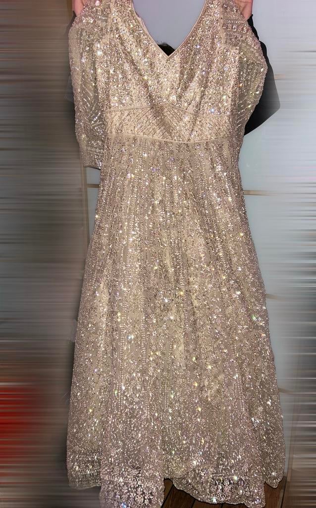 Anarkali crème maat 38 (indiase kleding), Maat 38/40 (M), Overige typen, Overige kleuren, Ophalen of Verzenden