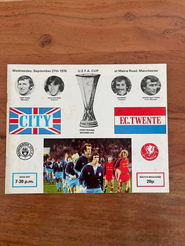 Manchester City vs FC Twente UEFA Cup 1978 programma, Ophalen of Verzenden, Gebruikt, F.C. Twente, Boek of Tijdschrift