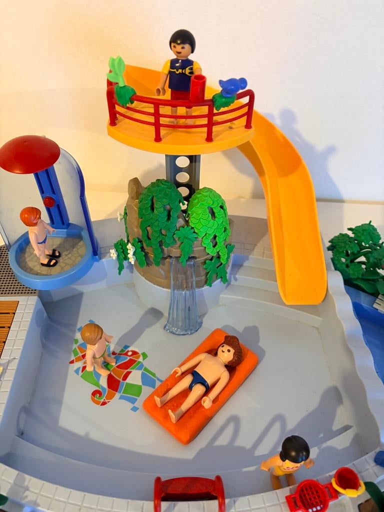 Playmobil Zwembad met Glijbaan en Figuren, Ophalen of Verzenden, Gebruikt, Complete set