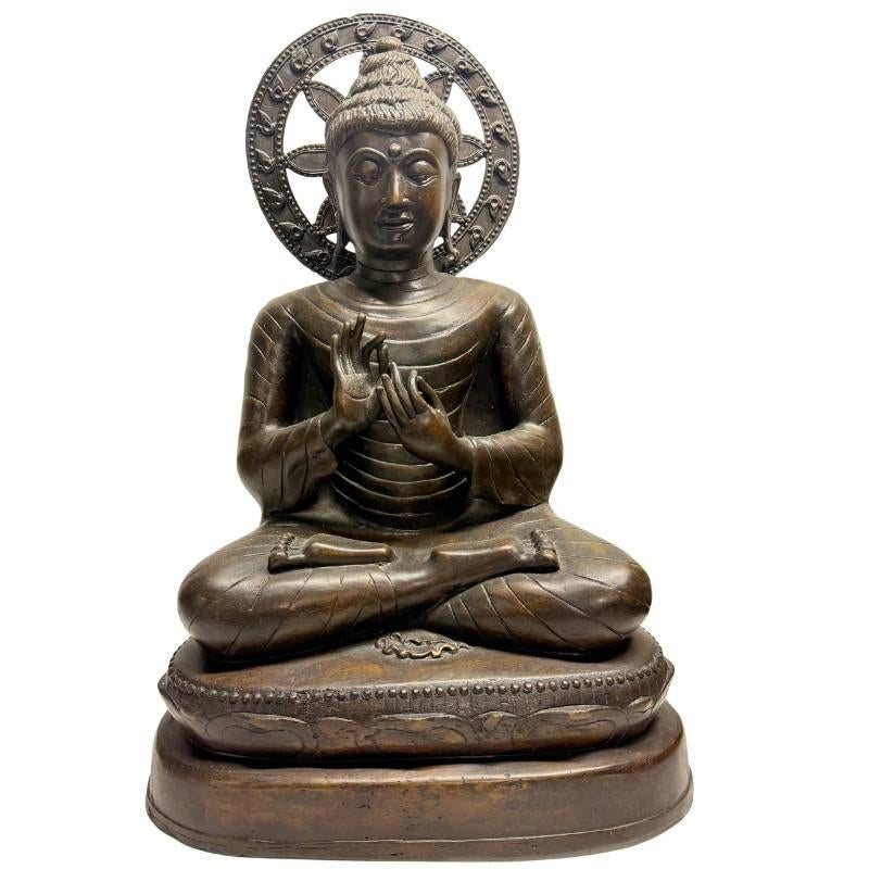 Birmese Boeddha Dharmachakra – Bronzen Beeld 55 cm – Lot 474, Huis en Inrichting, Woonaccessoires | Boeddhabeelden, Ophalen of Verzenden