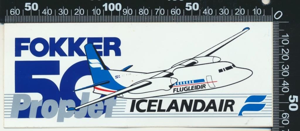 Sticker: Fokker - 50 - PropJet - Icelandair, Ophalen of Verzenden, Zo goed als nieuw, Bedrijf of Vereniging