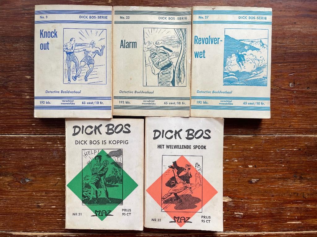 Alfred Mazure 5 Dick Bos boekjes 1961-1963 Nooitgedacht, Gelezen, Alfred Mazure, Ophalen of Verzenden, Meerdere stripboeken