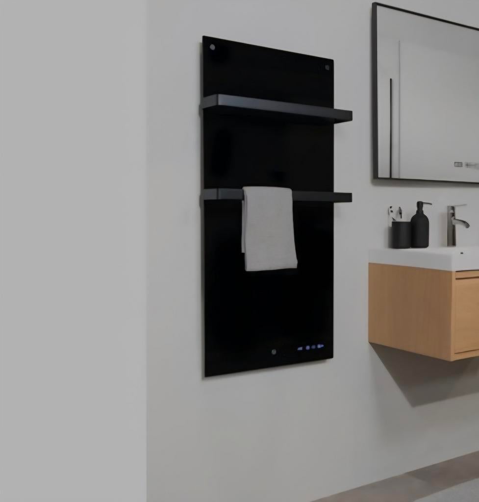 2x Zwarte Infrarood Verwarming met Handdoekrekken & WiFi, Doe-het-zelf en Verbouw, Verwarming en Radiatoren, Ophalen, 500 tot 800 watt