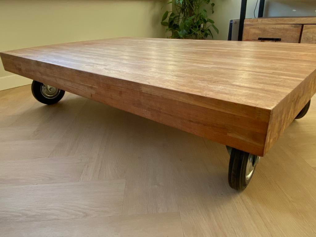 Leuke houten salontafel, Ophalen, 100 tot 150 cm, 50 tot 100 cm, Zo goed als nieuw