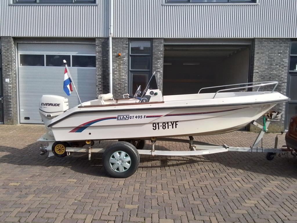 Elan 495 GT met Evinrude 75pk Etec, Watersport en Boten, Ophalen of Verzenden, Minder dan 70 pk, 3 tot 6 meter, Buitenboordmotor