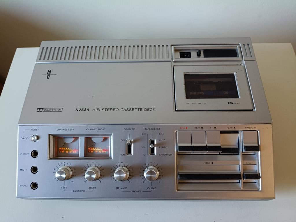 Philips N2536 HiFi stereo casettedeck, Audio, Tv en Foto, Cassettedecks, Ophalen of Verzenden, Enkel, Philips, Tape counter