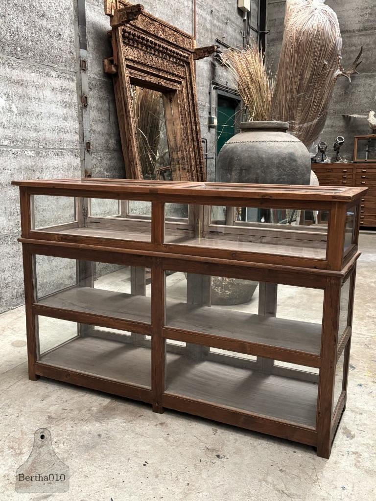 Unieke antieke winkel musea vitrine toonbank, Huis en Inrichting, Kasten | Vitrinekasten, Antiek, 100 tot 150 cm, 150 tot 200 cm