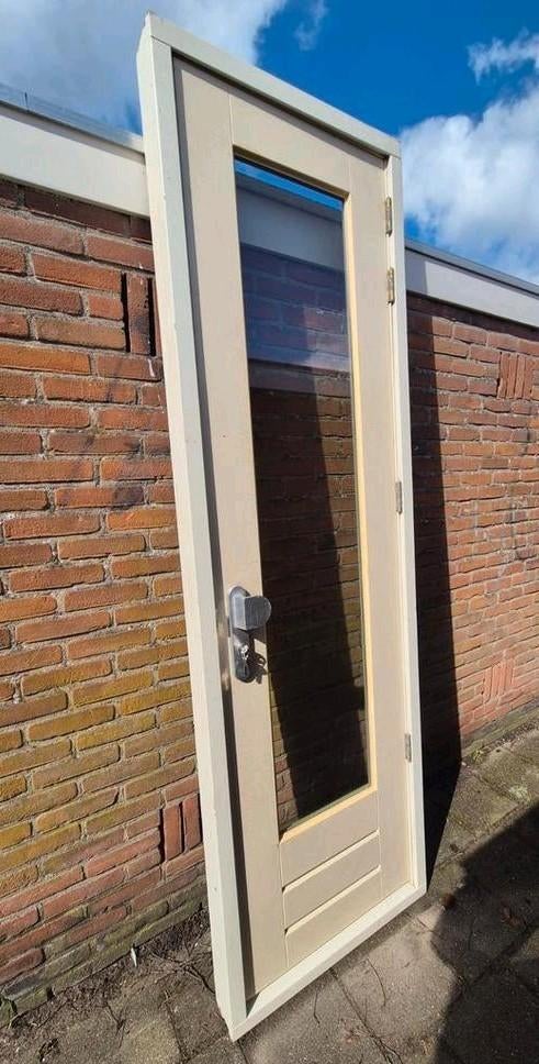 Openslaande buitendeur met kozijn, hardhout, Ophalen, 120 cm of meer, 200 tot 215 cm, Glas