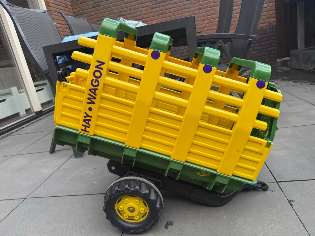 2x John Deere speelgoedaanhangers - groen/geel, Ophalen, Gebruikt