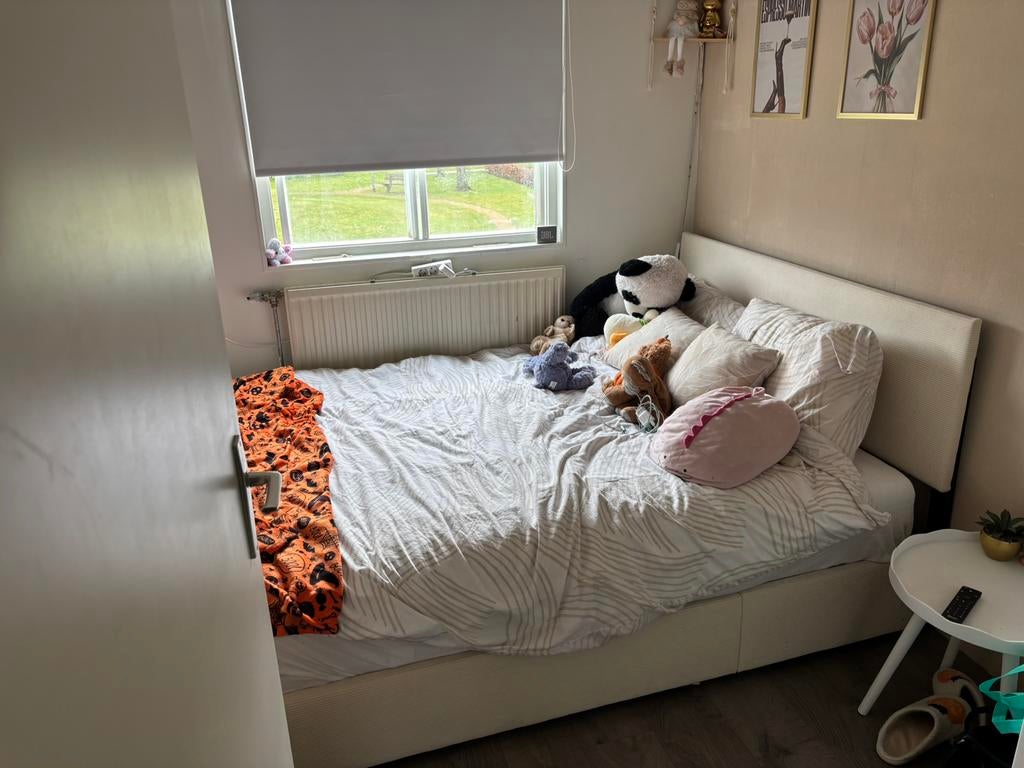 Juva met lattenbodem en opbergruimte 140x200 cm beige Corium, Huis en Inrichting, Ophalen, Overige materialen, Tweepersoons, 140 cm