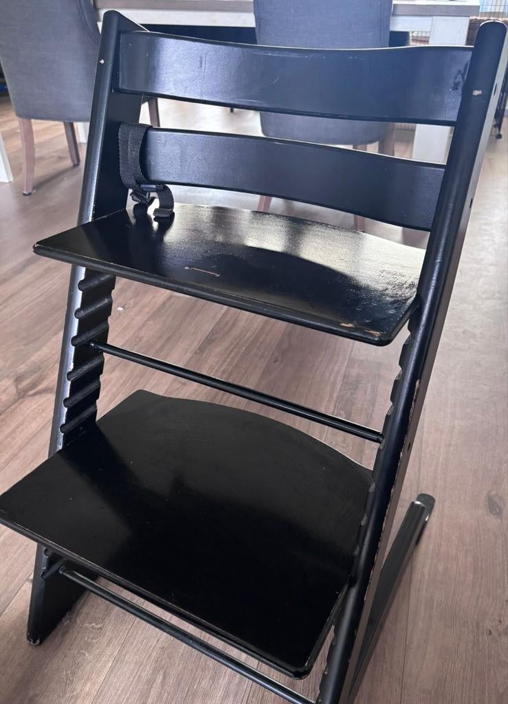 Stokke trip trap stoel zwart, Kinderen en Baby's, Kinderstoelen, Ophalen of Verzenden, Gebruikt, Meegroeistoel