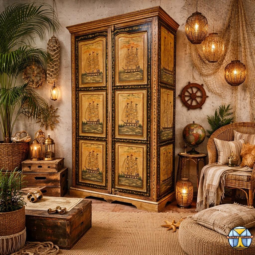 Vintage Indiase kledingkast (nautisch / schepen) bohemian, Ophalen of Verzenden