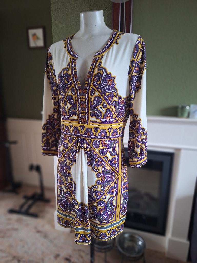 Hale Bob meest mooie jurk ooit paars mosterd L, Verzenden, Paars, Maat 42/44 (L), Zo goed als nieuw