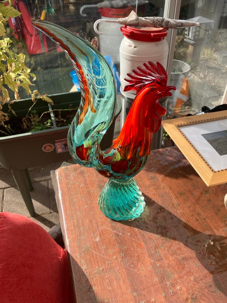 Murano Kunstglas Haan Beeldje - Mid-Century Design, Antiek en Kunst, Antiek | Glas en Kristal, Ophalen