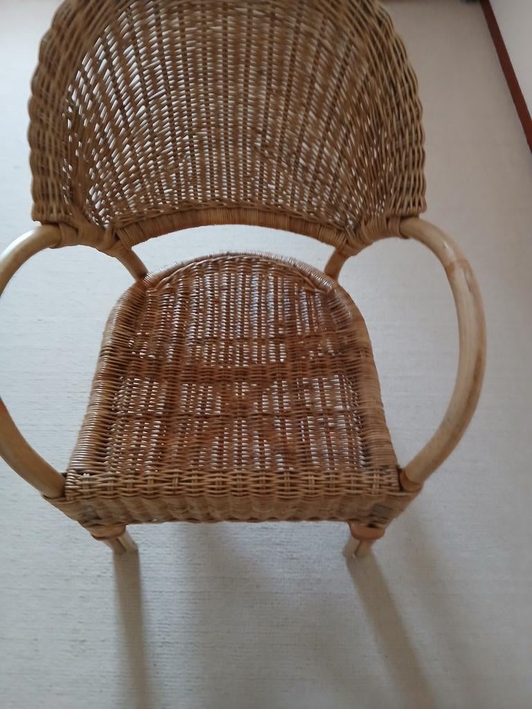 Rieten stoel, Ophalen, Gebruikt, Bruin, Eén