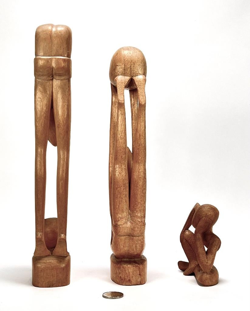 703. Beelden en masker - Indonesië, ca. 1960, Ophalen of Verzenden, Hout, Bruin, Azië