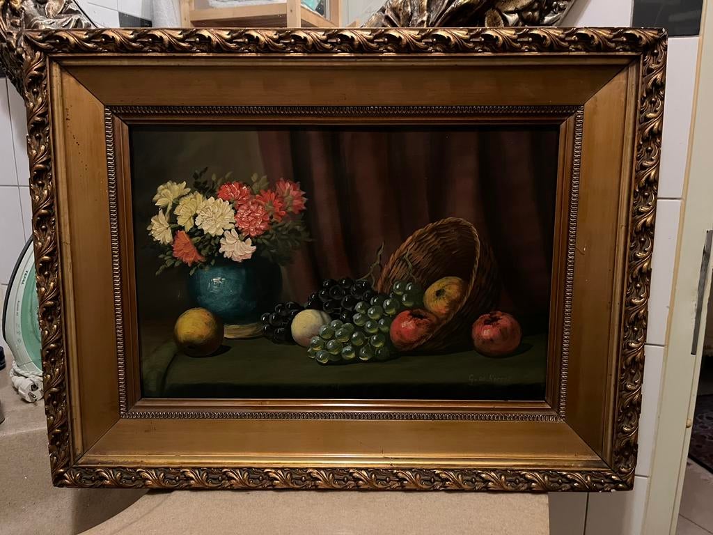 Antiek olieverf stilleven schilderij, Ophalen of Verzenden