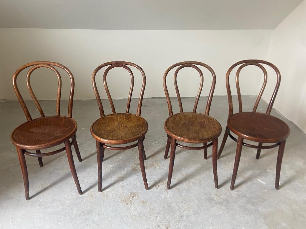 Thonet stijl stoelen 4 stuks, Ophalen, Gebruikt, Bruin, Thonet stijl