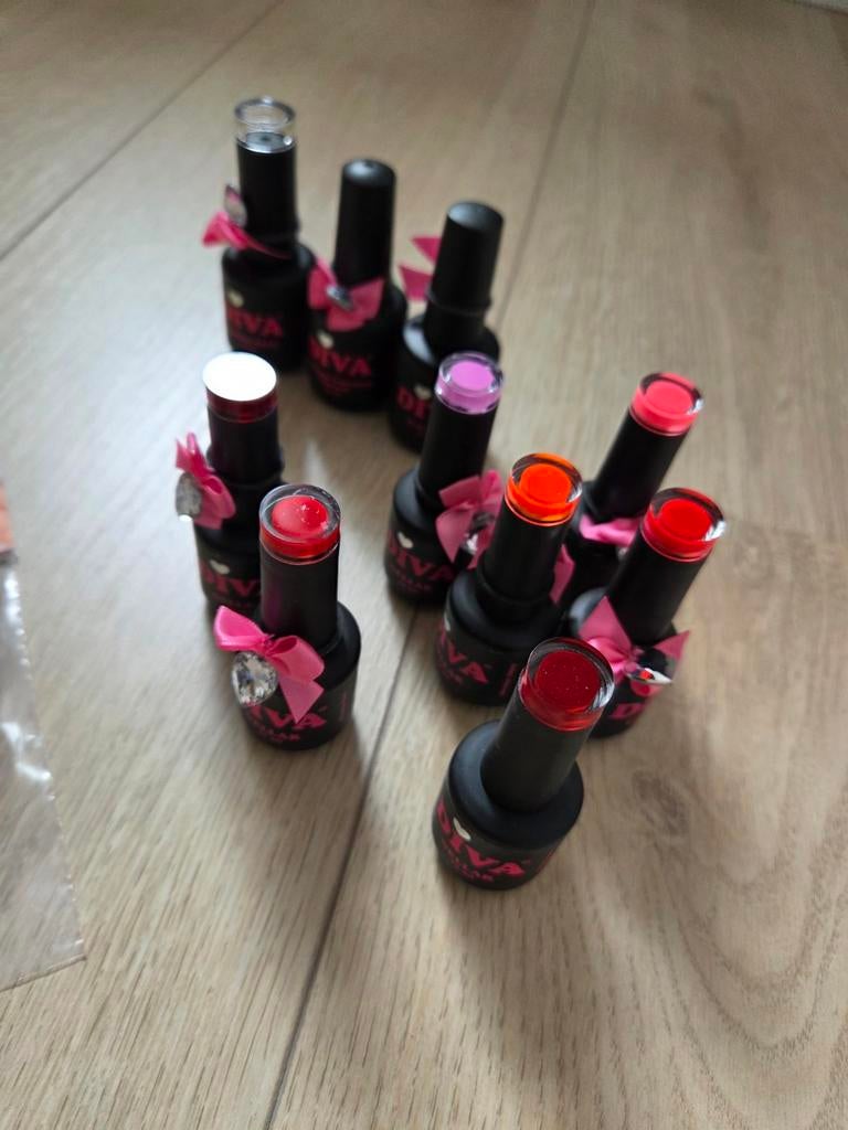 Diva gellak set met 7 kleuren, top, base en prep, Ophalen of Verzenden, Nieuw, Handen en Nagels, Toebehoren