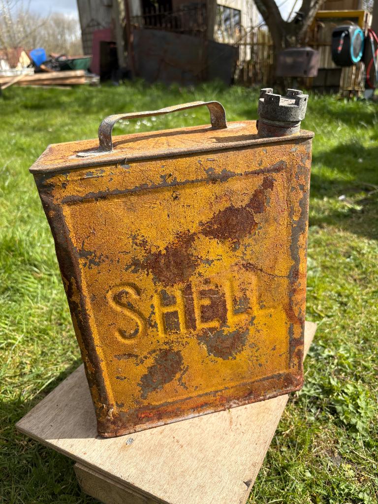 Vintage SHELL petroleum olie blik, Ophalen, Gebruikt, Overige, Overige merken